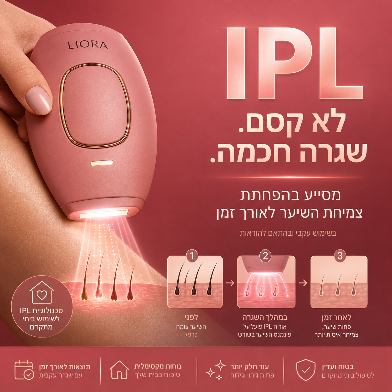 פולסי אור עדינים שפועלים על שורש השערה