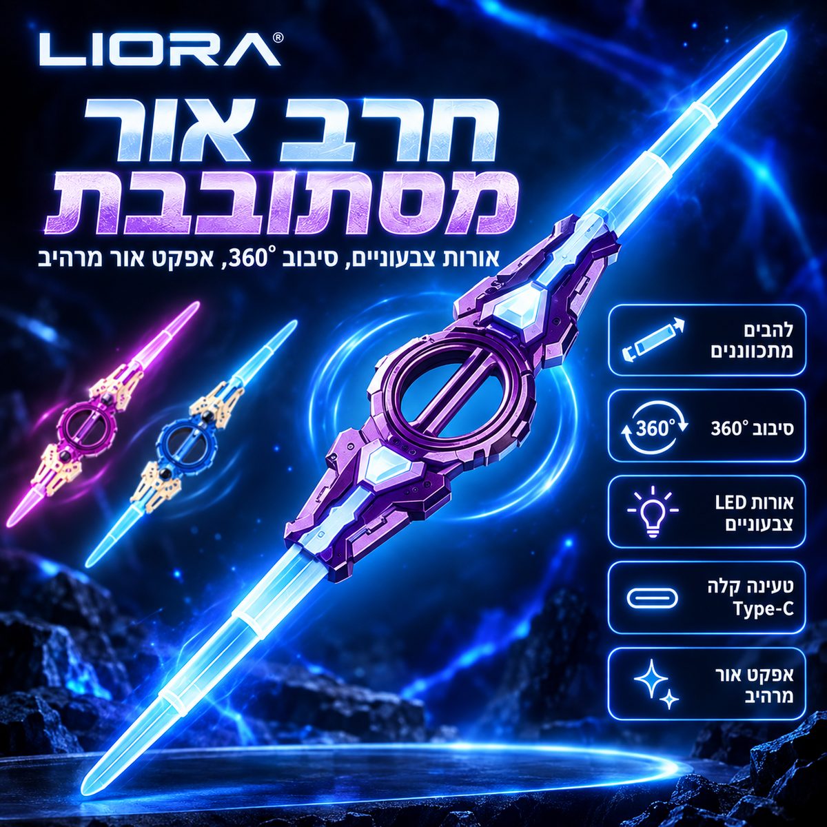 LIORA חרב תאורה מסתובבת