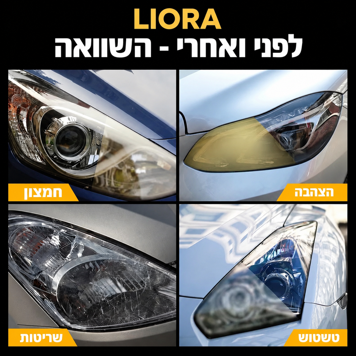 LIORA™ ערכה לחידוש ושיקום פנסי רכב