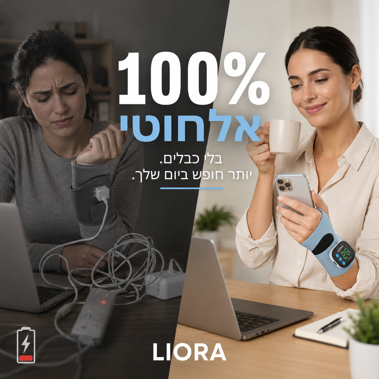 100% אלחוטי לשגרה נוחה יותר