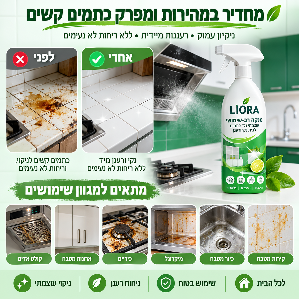 מסיר שומנים LIORA מתאים למגוון שימושים במטבח