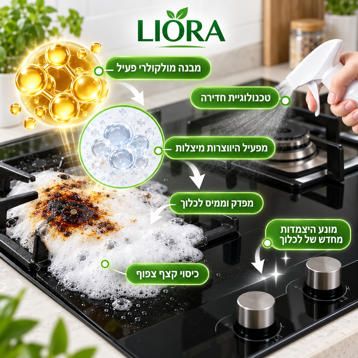 הסבר על הקצף הפעיל של מסיר השומנים LIORA