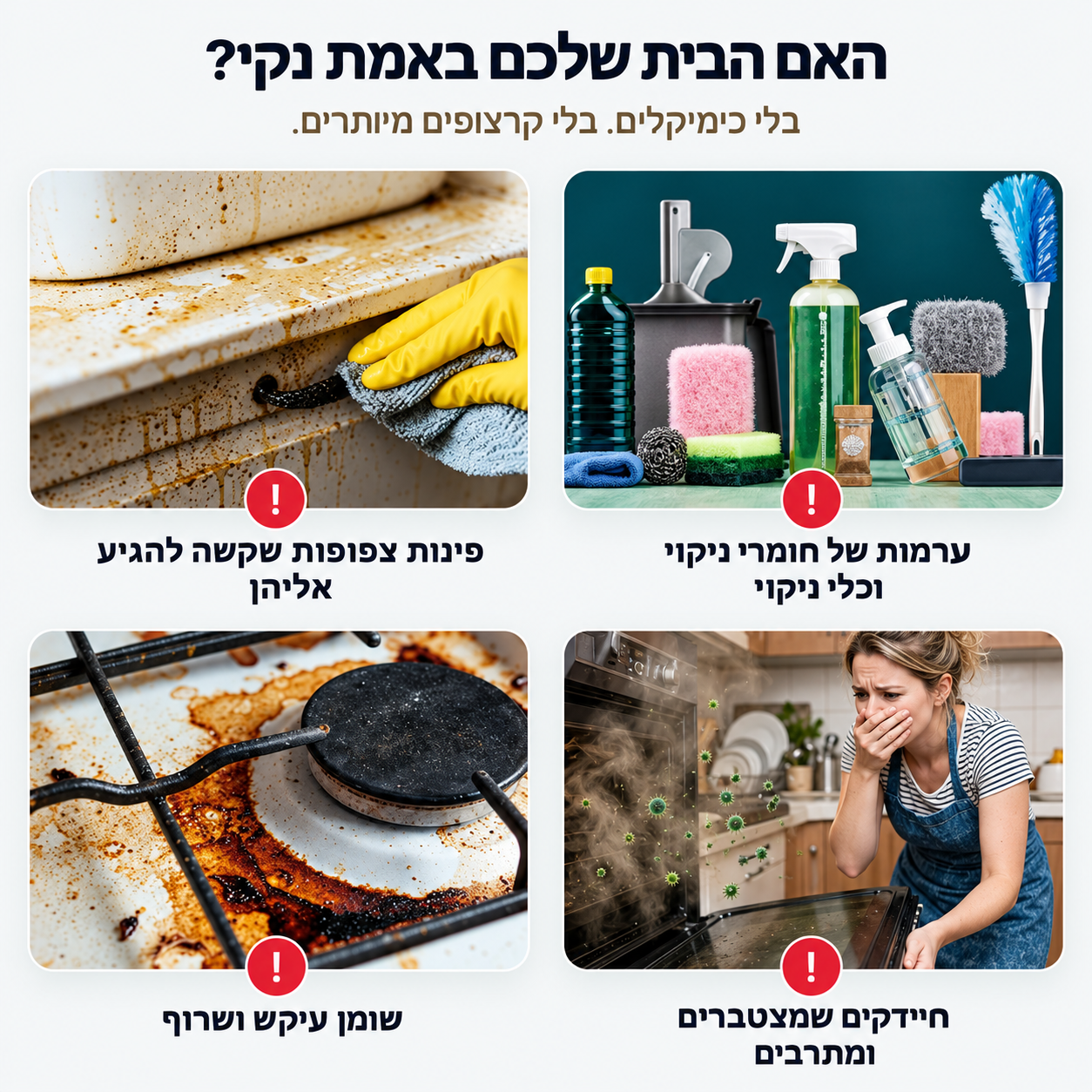בעיות ניקיון נפוצות בבית לפני שימוש במסיר השומנים LIORA