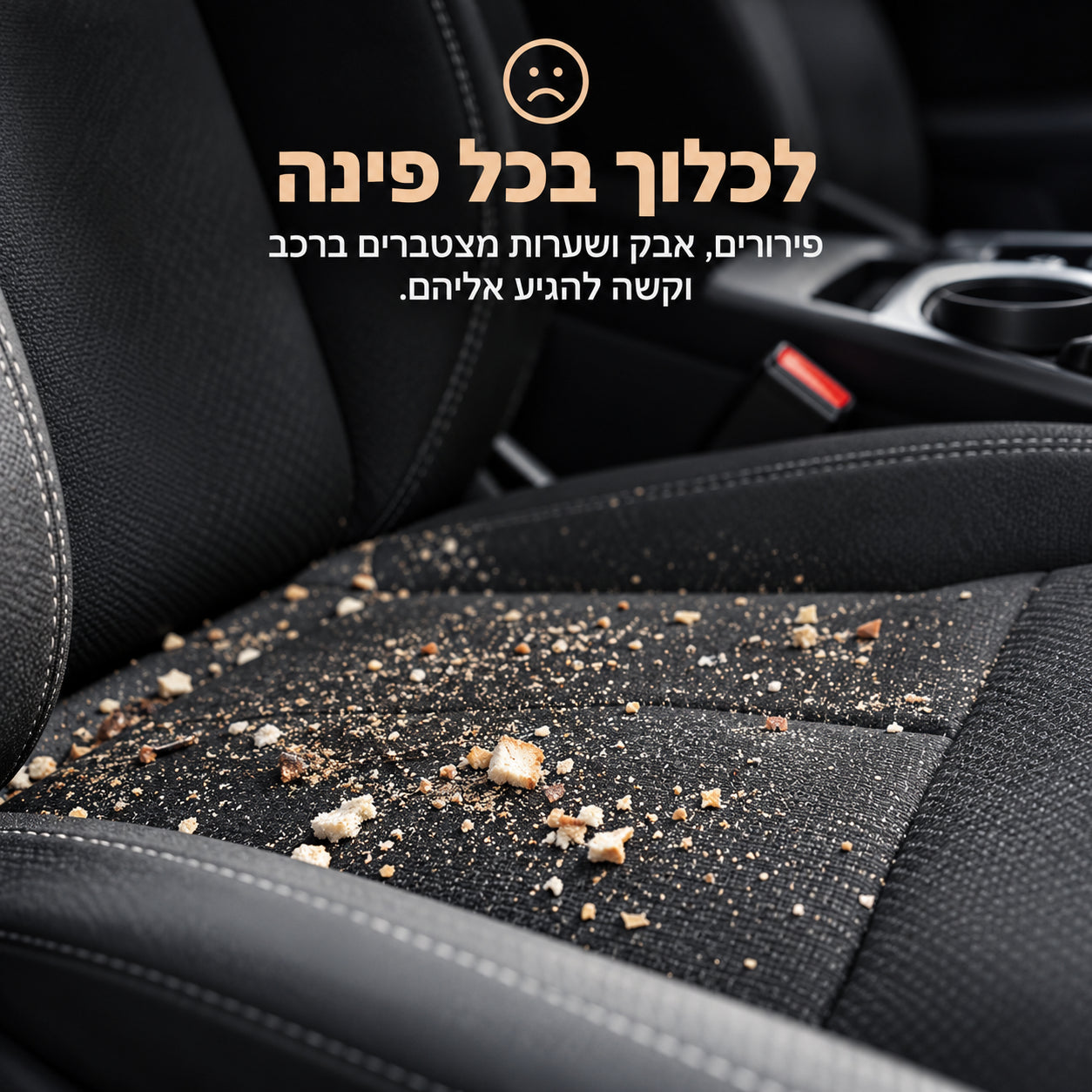 לכלוך ברכב לפני ניקוי